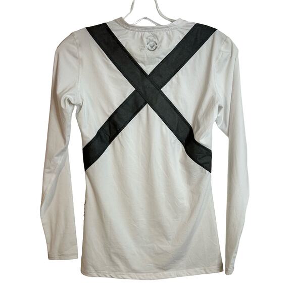 VIRUS Athletic Long-Sleeve X- Form Compression Top Womens Size Large White Black - Picture 1 of 8